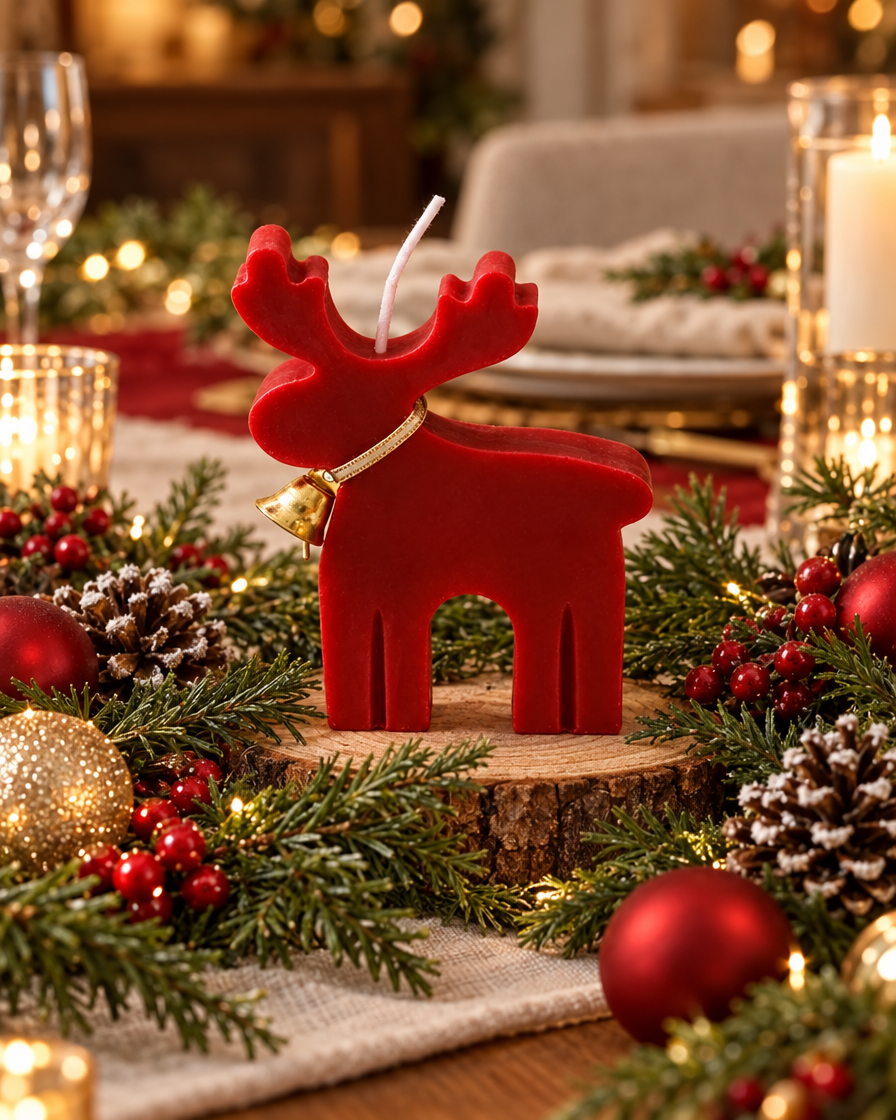 Christmas Elk Scented Candle holiday centerpiece