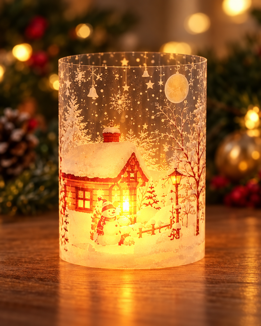 Frosted PVC Candle Covers close-up glow