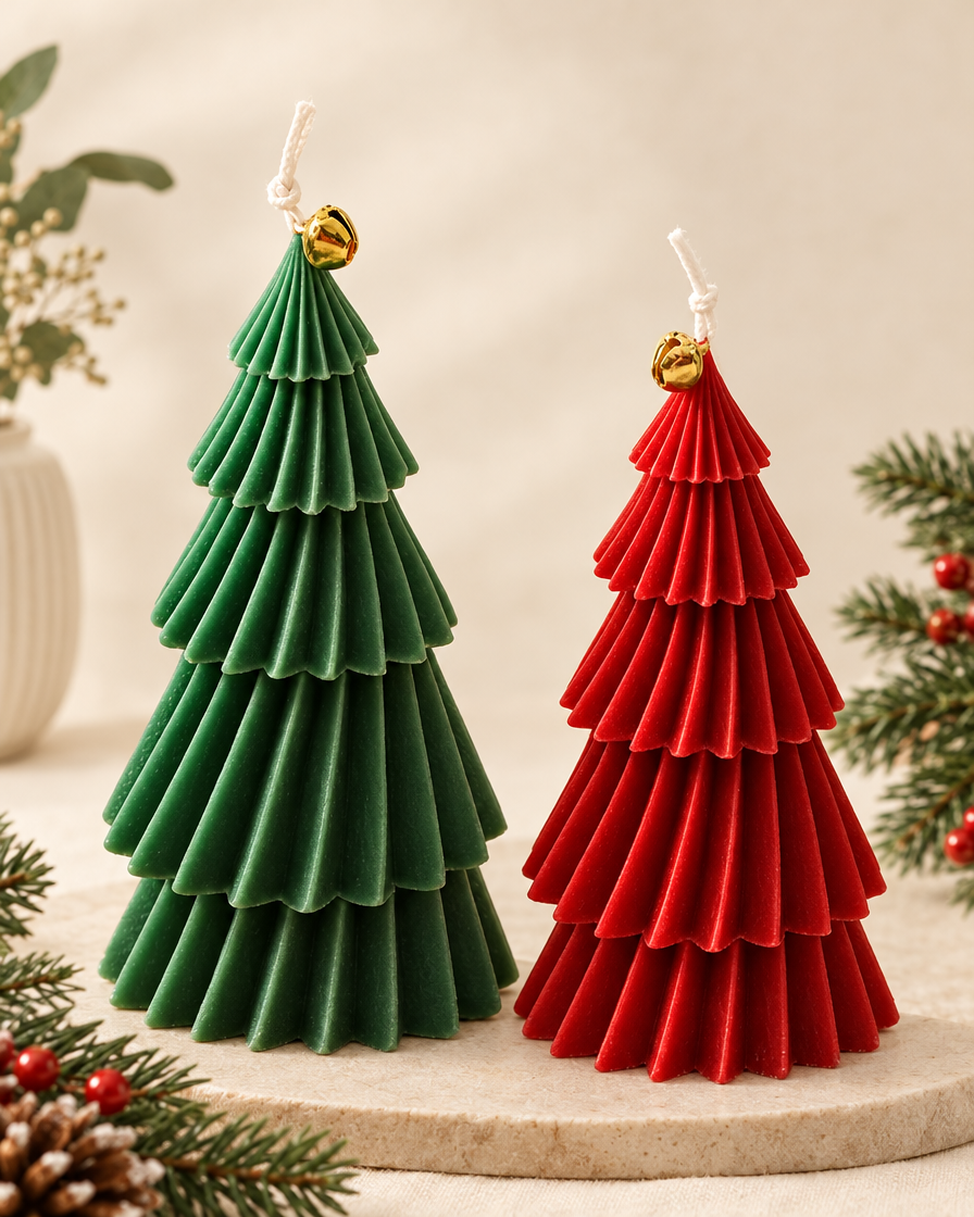 Handmade Christmas Tree Candle studio shot
