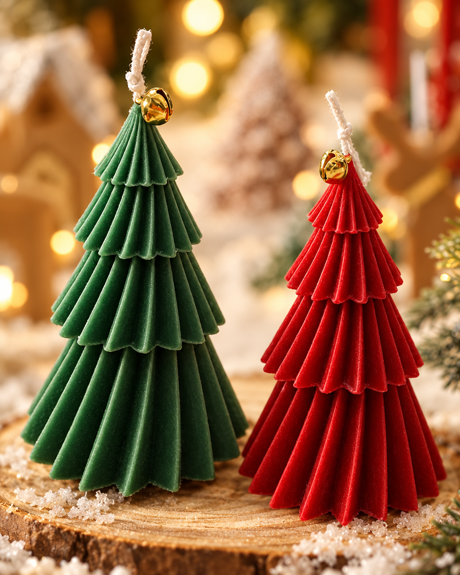 Handmade Christmas Tree Candle close-up