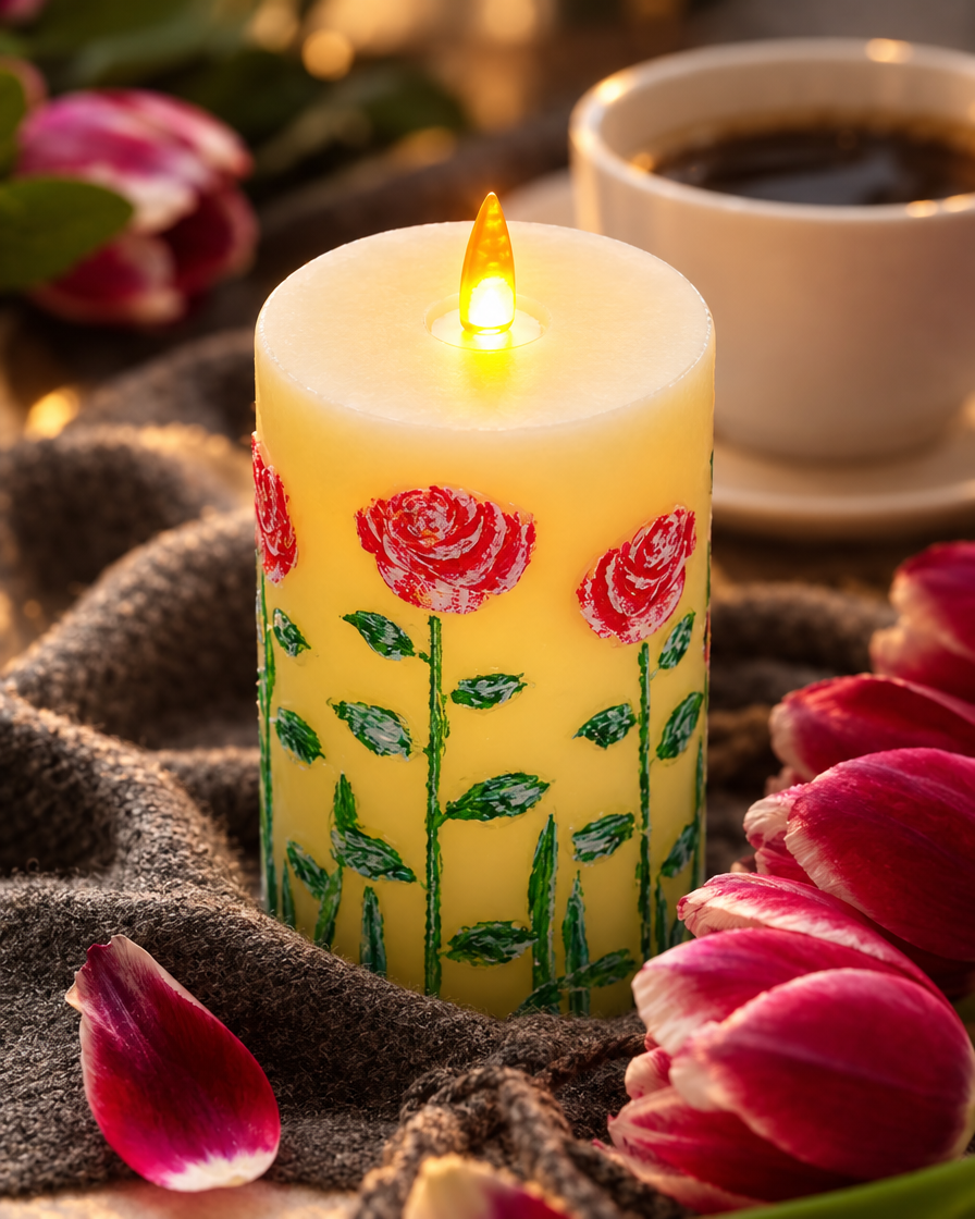 LED Paraffin Flicker Candles close-up glow