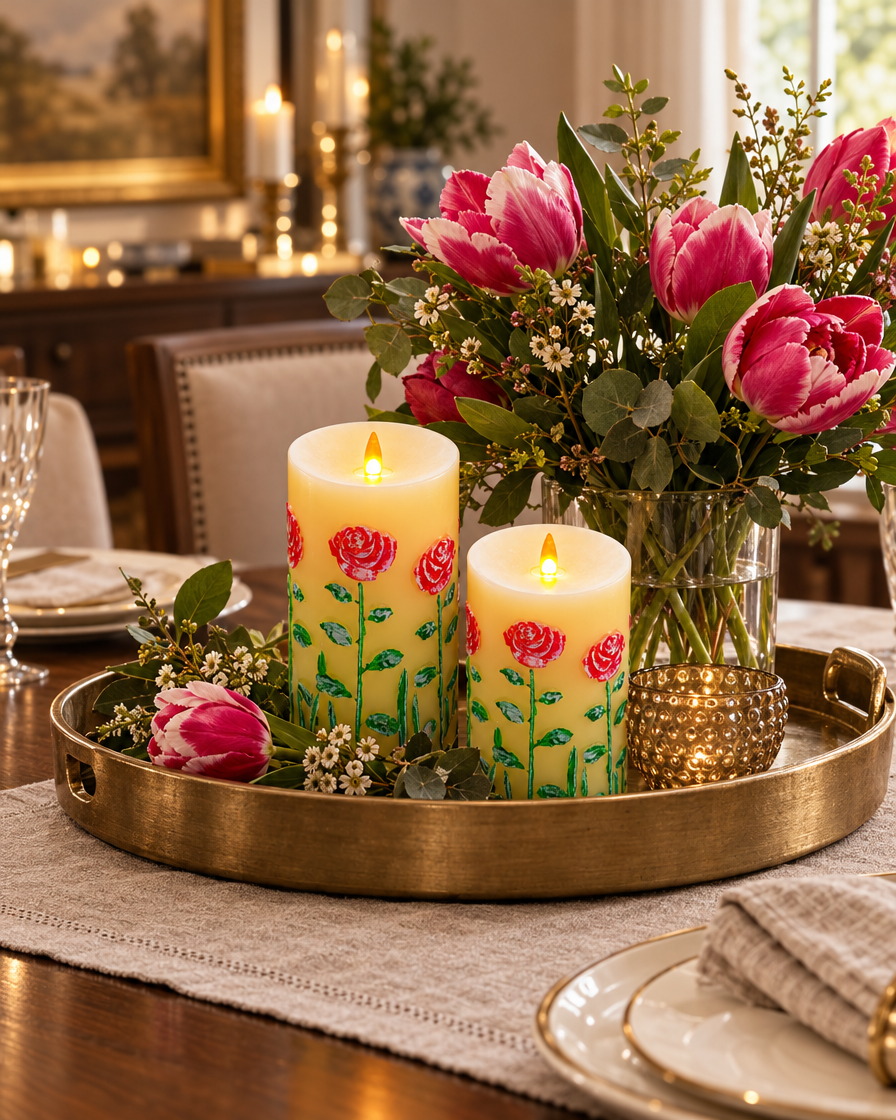 LED Paraffin Flicker Candles dining table centerpiece