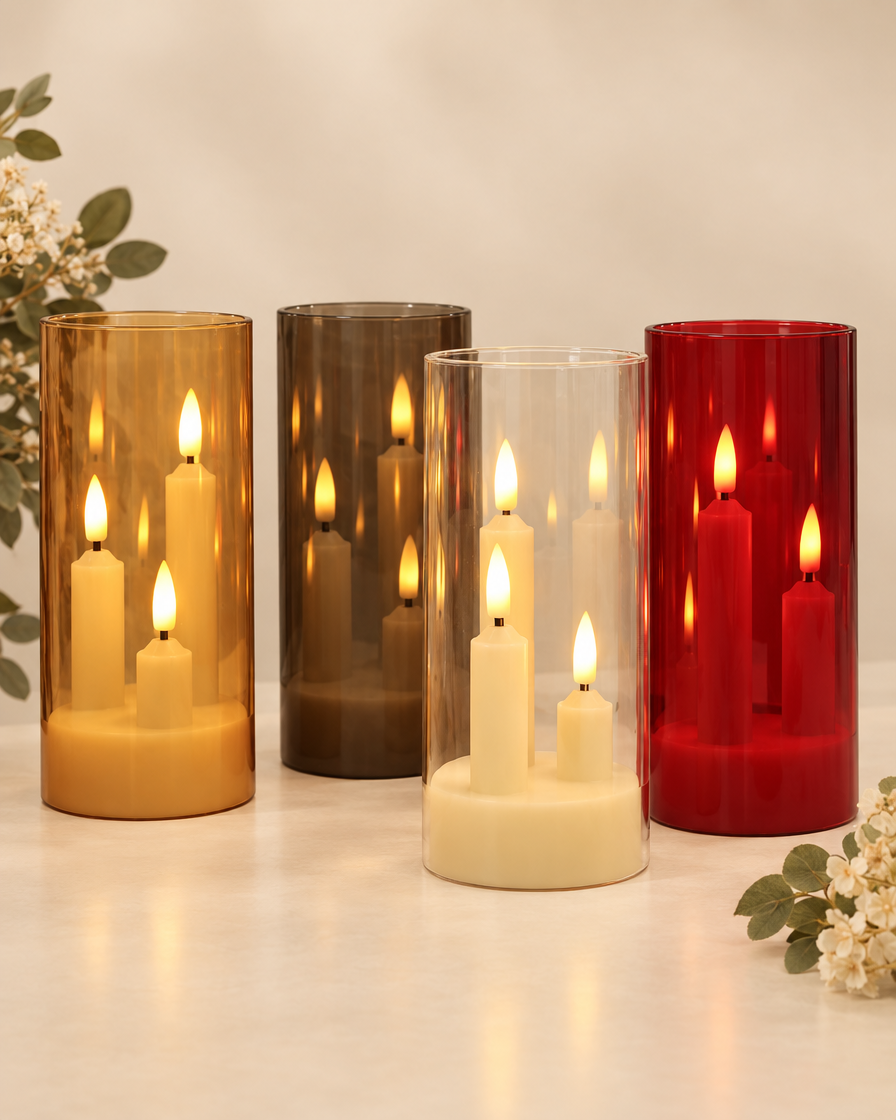Flameless LED Taper Candle studio shot
