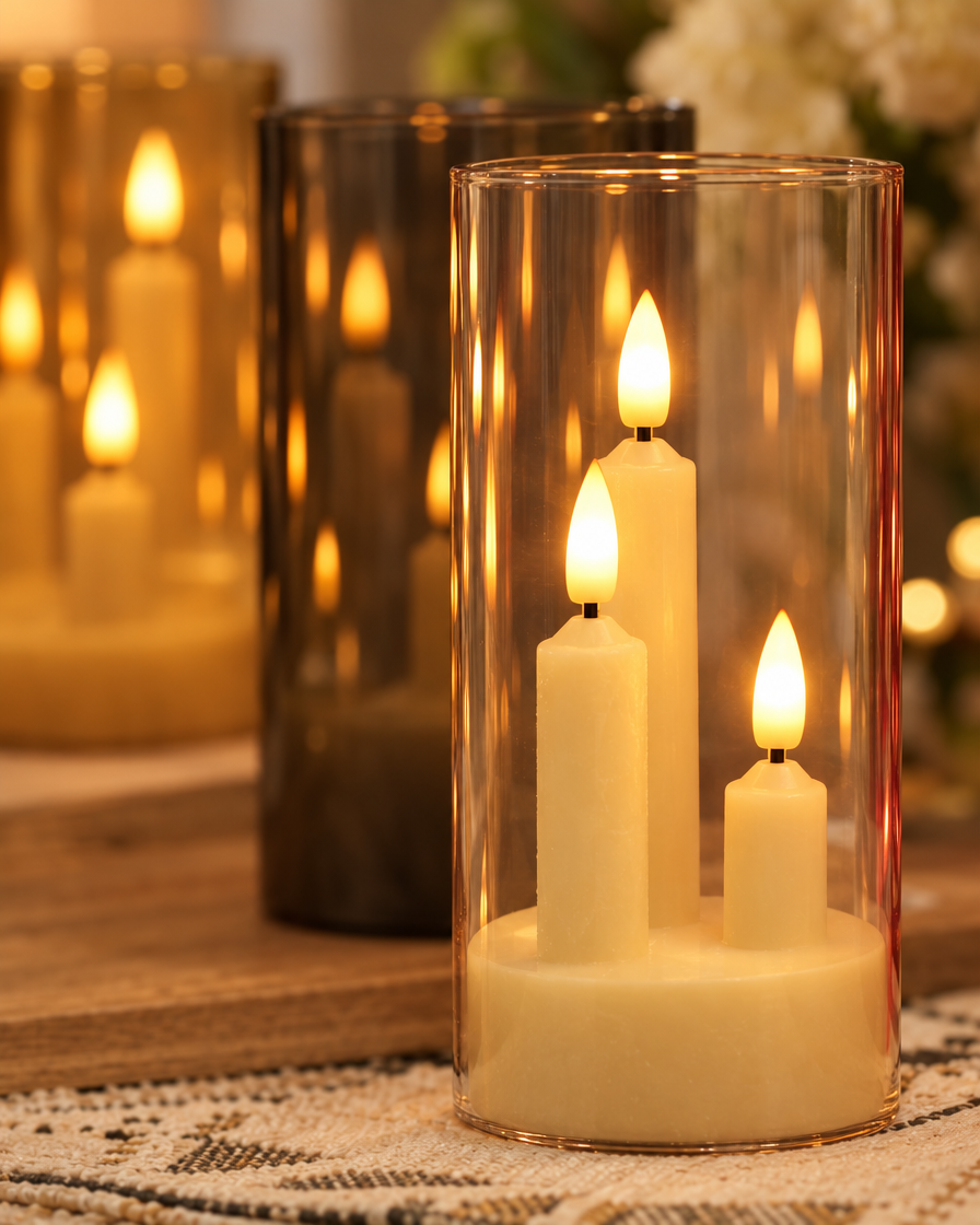 Flameless LED Taper Candle close-up glow