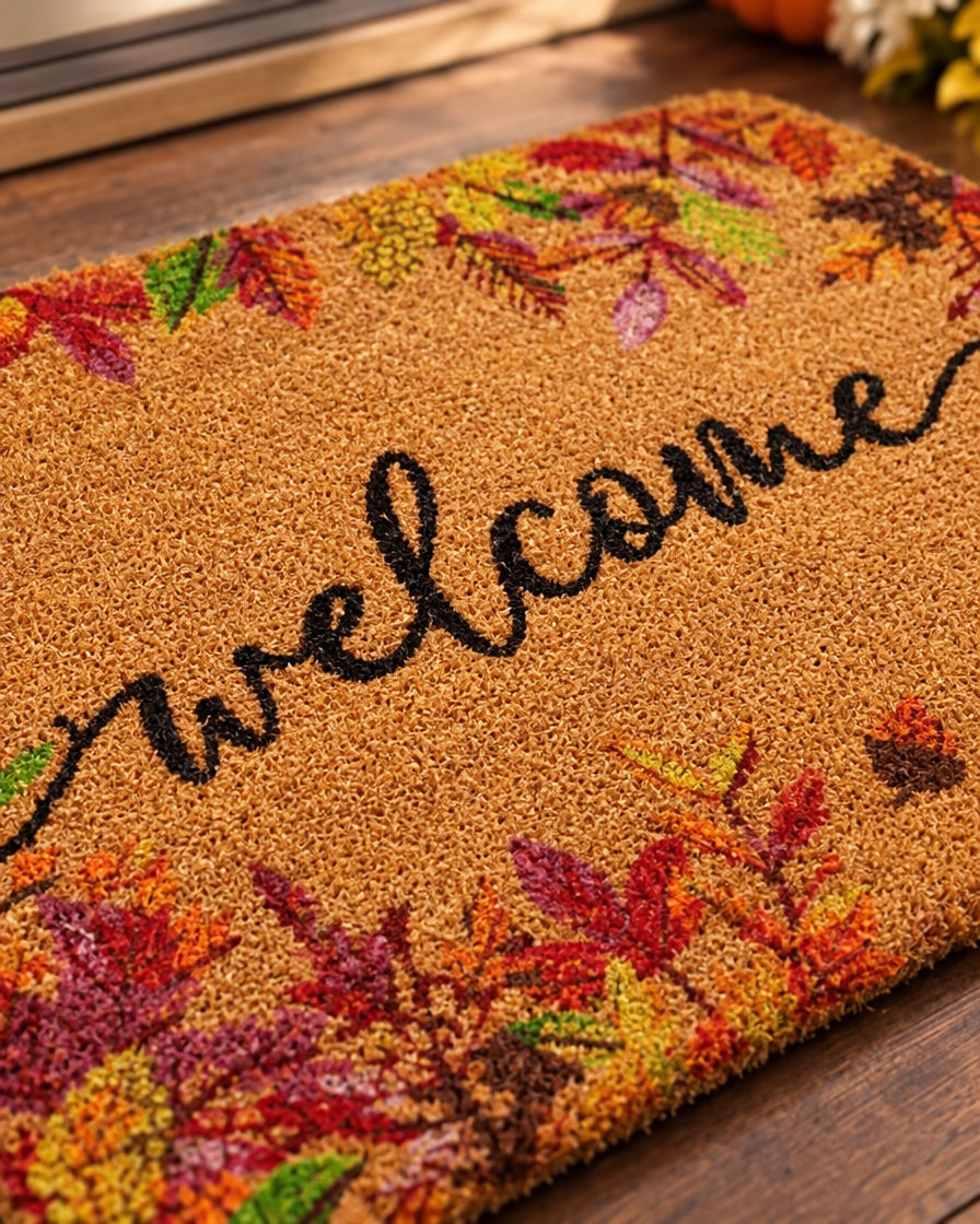 Fall Pattern Welcome Doormat close-up detail