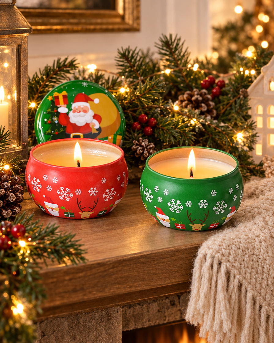 Santa Claus Tin Aroma Candle lifestyle