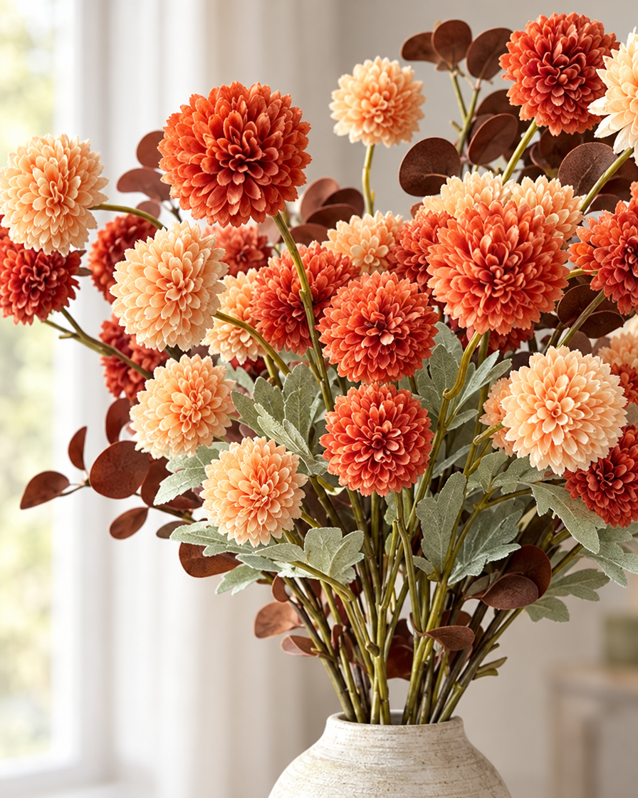 Faux Kiku Flower Bouquet close-up detail
