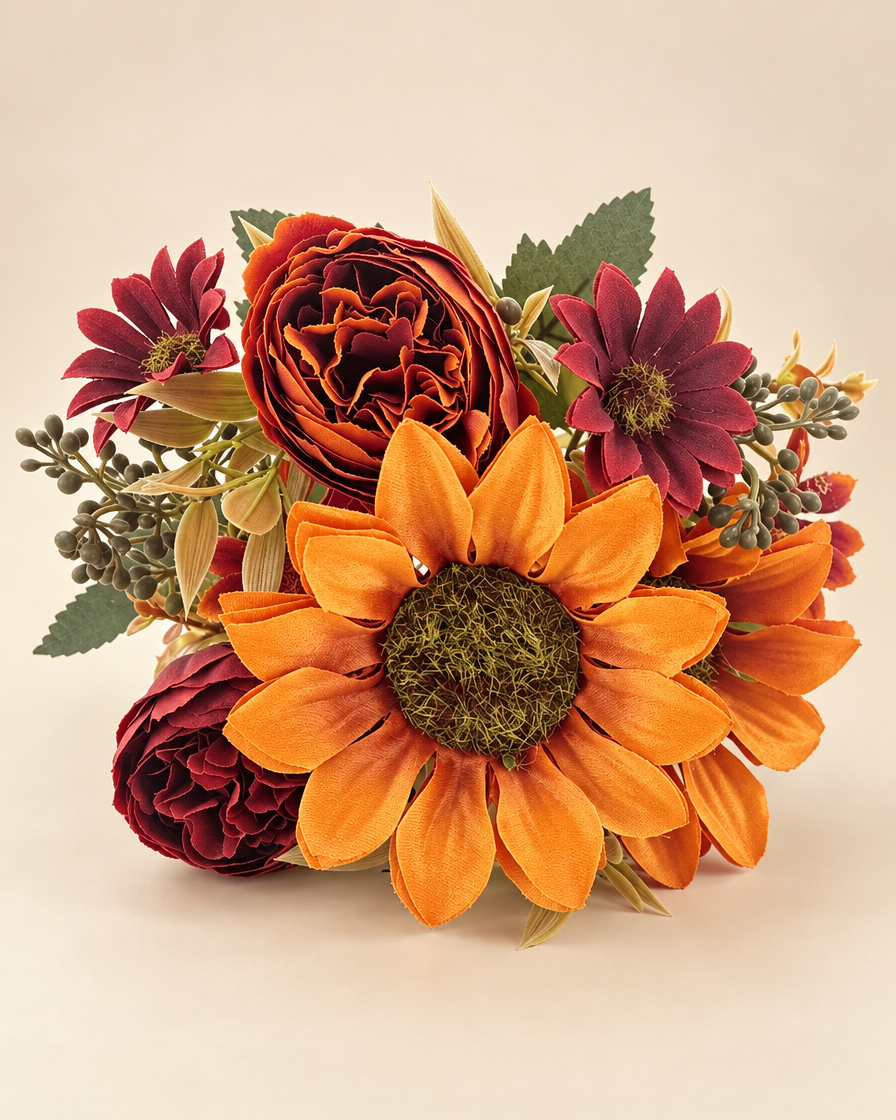Faux Peony Sunflower Bouquet studio still
