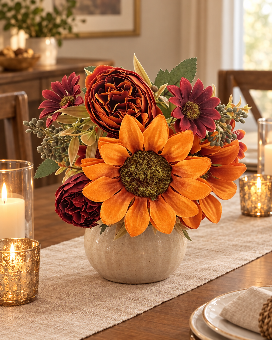 Faux Peony Sunflower Bouquet alternate room