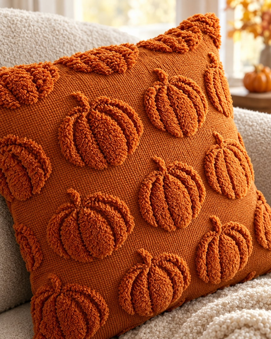 Fluffy Pumpkin Pillowcase close-up detail