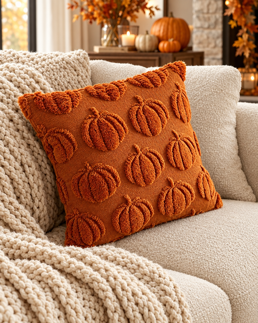 Fluffy Pumpkin Pillowcase lifestyle