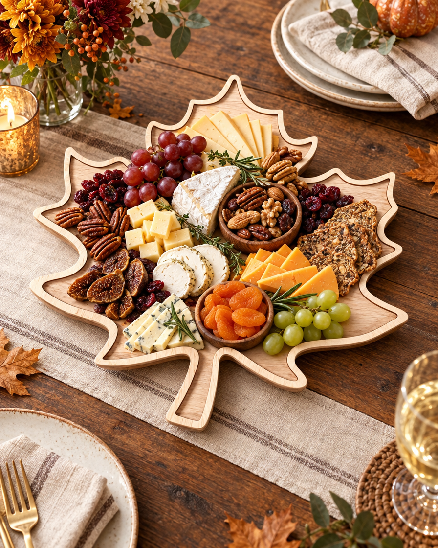 Wooden Thanksgiving Snack Platter lifestyle